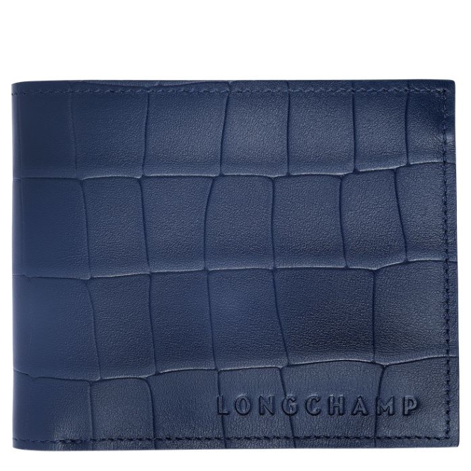 Women\'s Longchamp Croco Block Wallets Navy | UAE-5869DC