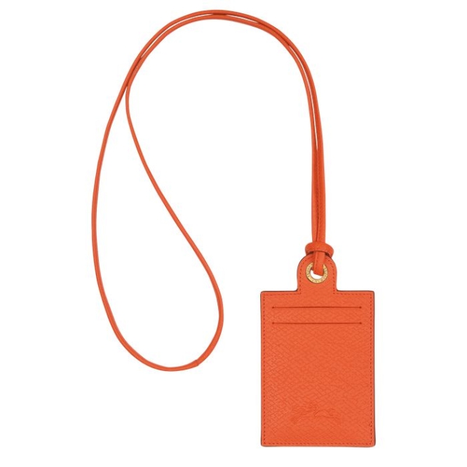 Women's Longchamp Cuir De Russie Cardholders & Coin Purses Orange | UAE-0528BQ