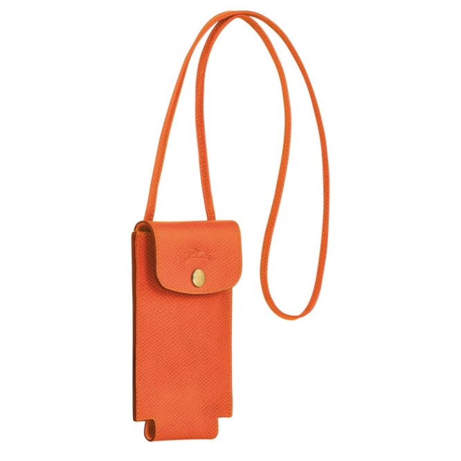 Women's Longchamp Cuir De Russie Phone Cases Orange | UAE-4196MD