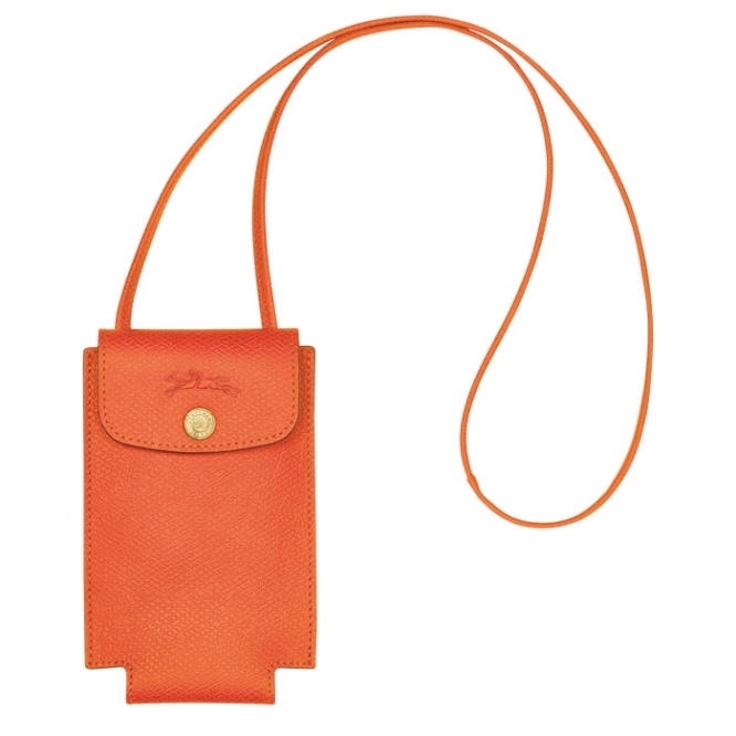 Women\'s Longchamp Cuir De Russie Phone Cases Orange | UAE-4196MD