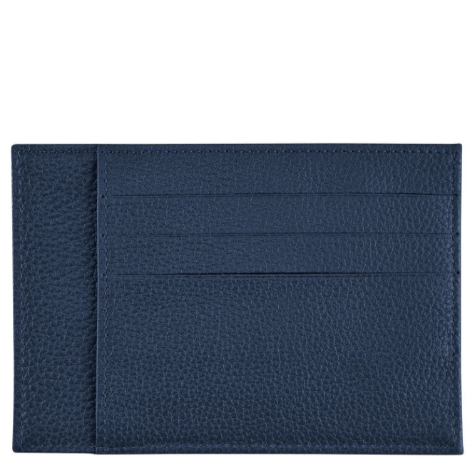 Women's Longchamp Le Foulonné Cardholders & Coin Purses Navy | UAE-3816RQ