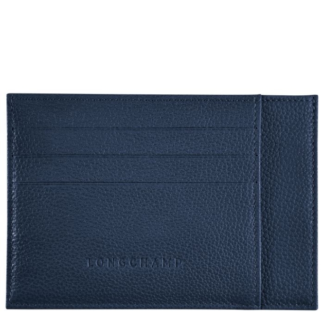 Women\'s Longchamp Le Foulonné Cardholders & Coin Purses Navy | UAE-3816RQ