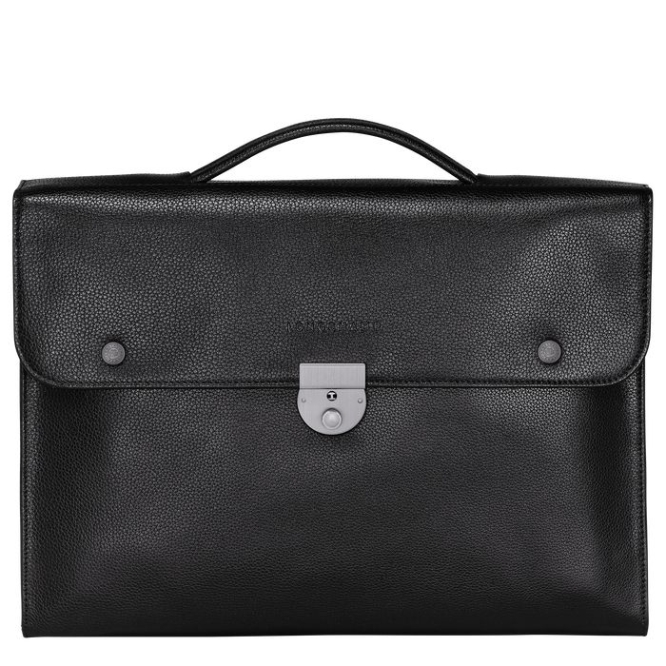 Women\'s Longchamp Le Foulonné M Document Holders Black | UAE-0259UY