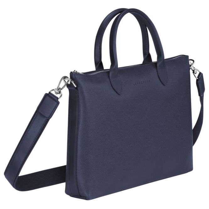 Women's Longchamp Le Foulonné S Document Holders Navy | UAE-2540DV