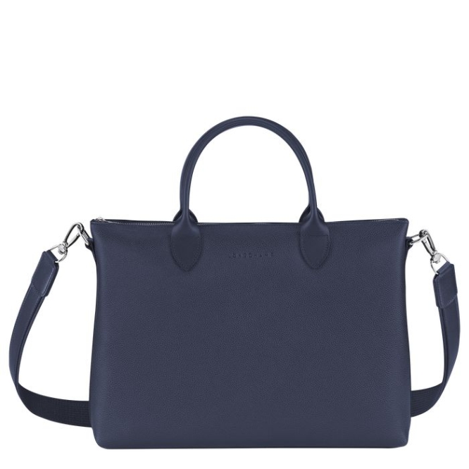 Women\'s Longchamp Le Foulonné S Document Holders Navy | UAE-2540DV