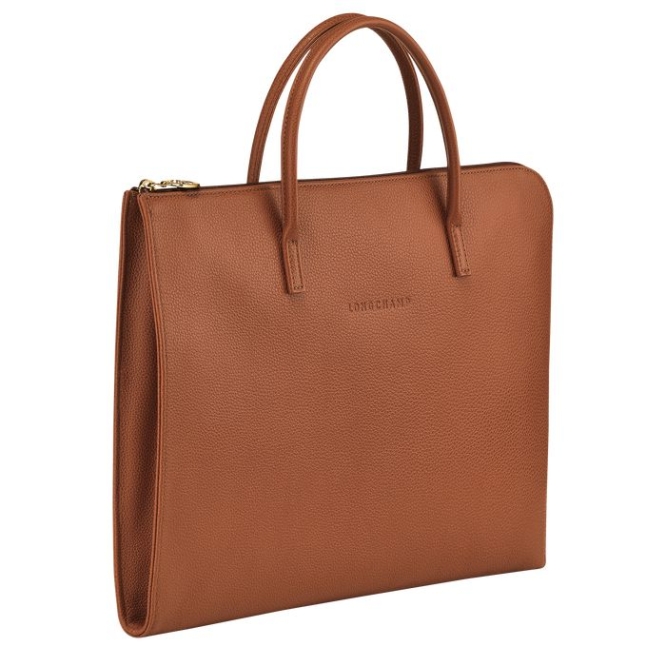 Women's Longchamp Le Foulonné S Document Holders Brown | UAE-4732OY