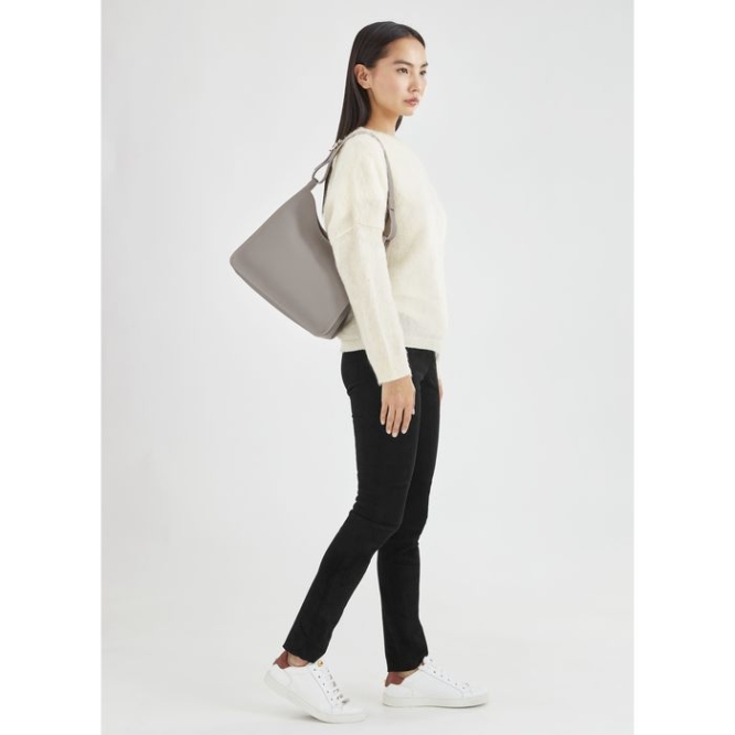 Women's Longchamp Le Foulonné Shoulder Bags Grey | UAE-1359AM