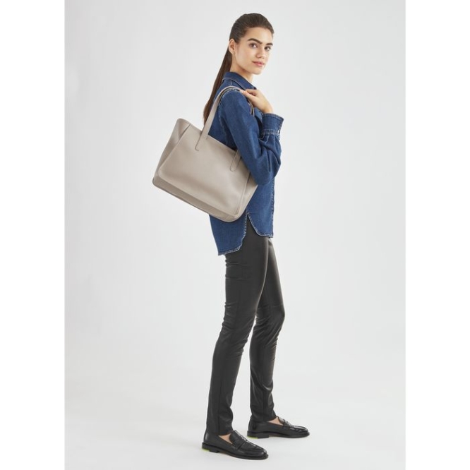 Women's Longchamp Le Foulonné Shoulder Bags Grey | UAE-1458OQ