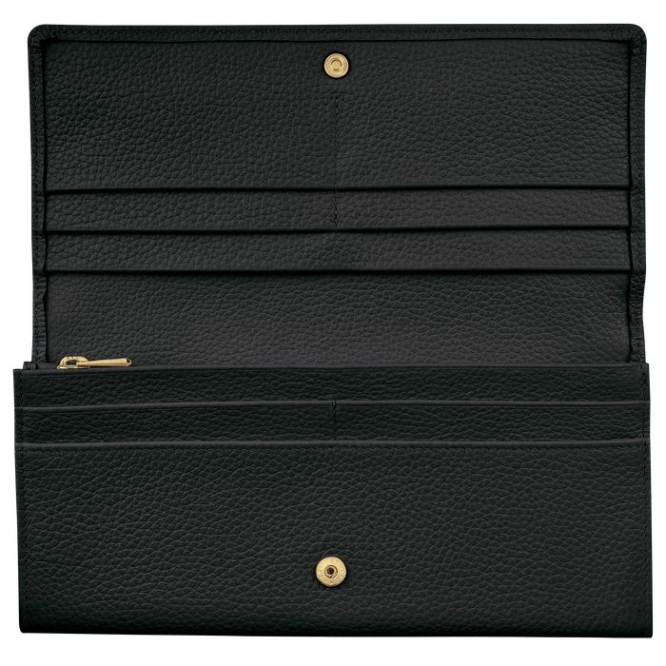 Women's Longchamp Le Foulonné Wallets Black | UAE-2618FA