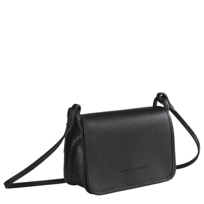 Women's Longchamp Le Foulonné Wallets On Chain Black | UAE-3814UW