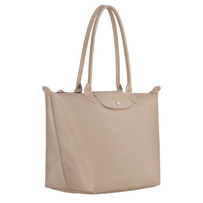 Women's Longchamp Le Pliage City L Shoulder Bags Beige | UAE-9482ZC