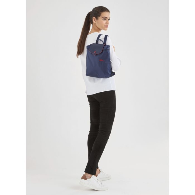 Women's Longchamp Le Pliage Club Backpacks Navy | UAE-4125CW