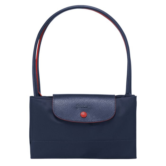 Women's Longchamp Le Pliage Club L Shoulder Bags Navy | UAE-6407QX