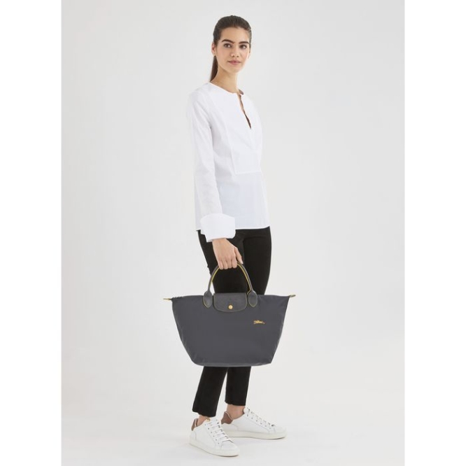 Women's Longchamp Le Pliage Club M Top-handle Bags Grey | UAE-9803ZU