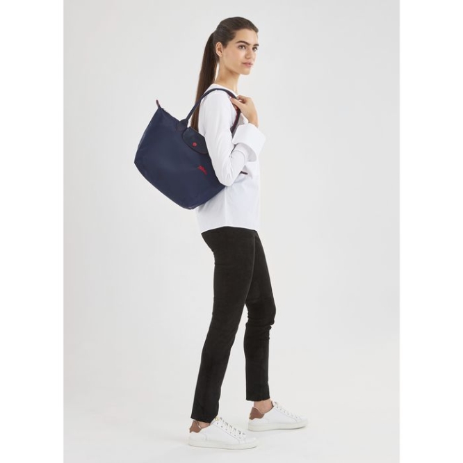 Women's Longchamp Le Pliage Club S Shoulder Bags Navy | UAE-2816OW