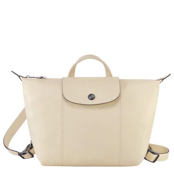 Women\'s Longchamp Le Pliage Cuir Backpacks Beige | UAE-2401LC