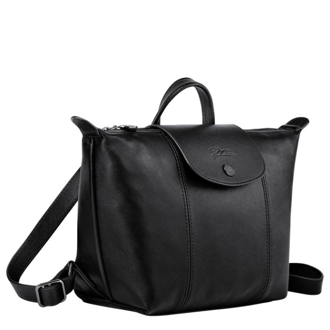 Women's Longchamp Le Pliage Cuir Backpacks Black | UAE-8549HE