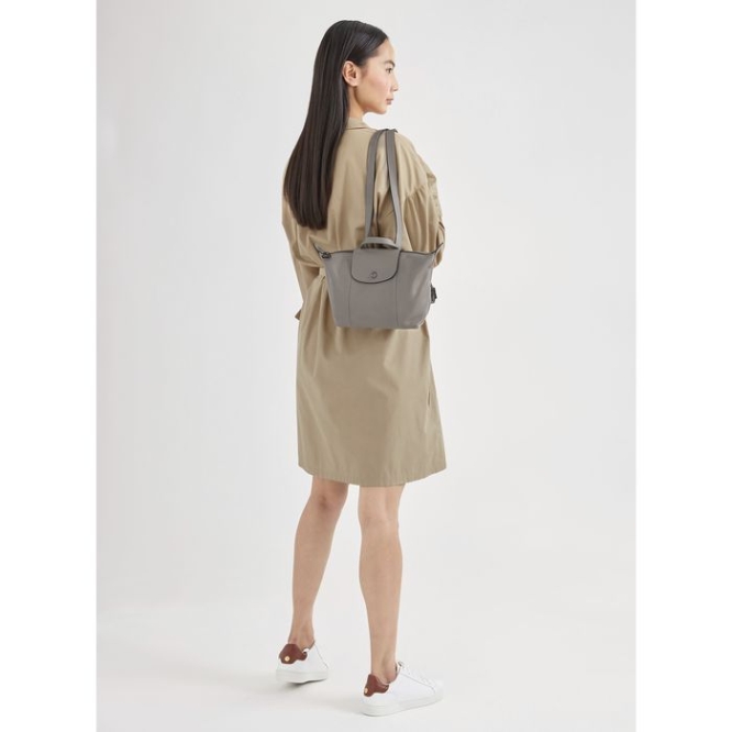 Women's Longchamp Le Pliage Cuir Backpacks Grey | UAE-8967SL