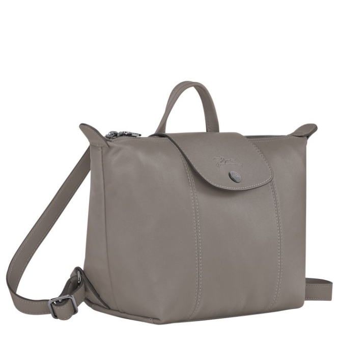 Women's Longchamp Le Pliage Cuir Backpacks Grey | UAE-8967SL