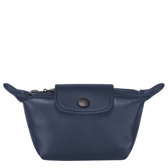 Women\'s Longchamp Le Pliage Cuir Cardholders & Coin Purses Navy | UAE-0159MN