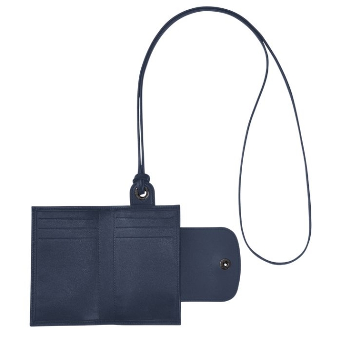 Women's Longchamp Le Pliage Cuir Cardholders & Coin Purses Navy | UAE-0243OY