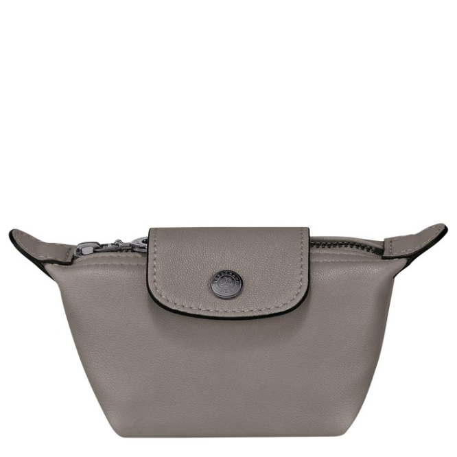 Women\'s Longchamp Le Pliage Cuir Cardholders & Coin Purses Grey | UAE-0671GU