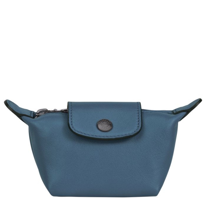 Women\'s Longchamp Le Pliage Cuir Cardholders & Coin Purses Blue | UAE-1385IO