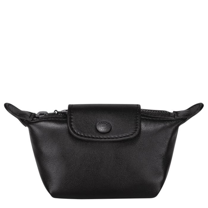 Women\'s Longchamp Le Pliage Cuir Cardholders & Coin Purses Black | UAE-6872UH