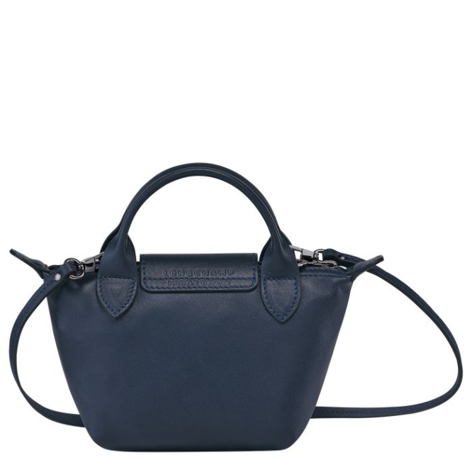 Women's Longchamp Le Pliage Cuir Crossbody Bags Navy | UAE-0847UG