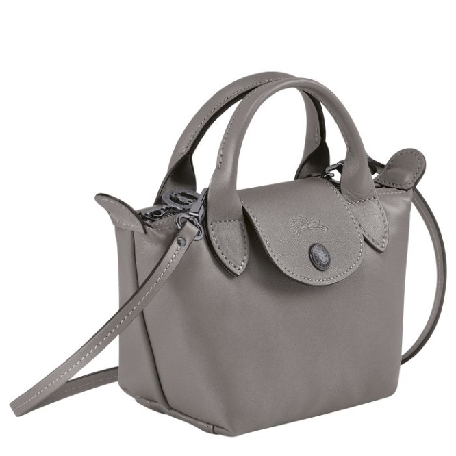 Women's Longchamp Le Pliage Cuir Crossbody Bags Grey | UAE-2815CA