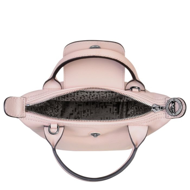 Women's Longchamp Le Pliage Cuir Crossbody Bags Pink | UAE-4092ZW