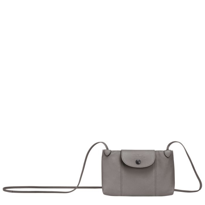 Women\'s Longchamp Le Pliage Cuir Crossbody Bags Grey | UAE-5390LN