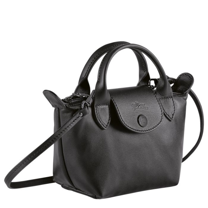 Women's Longchamp Le Pliage Cuir Crossbody Bags Black | UAE-5468SK