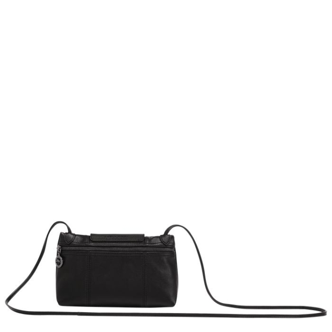 Women's Longchamp Le Pliage Cuir Crossbody Bags Black | UAE-6917NU