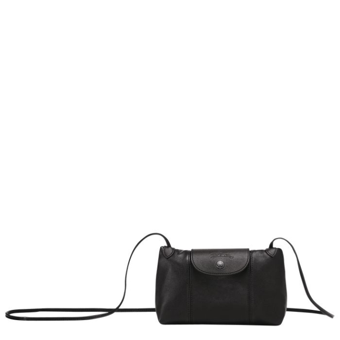 Women\'s Longchamp Le Pliage Cuir Crossbody Bags Black | UAE-6917NU