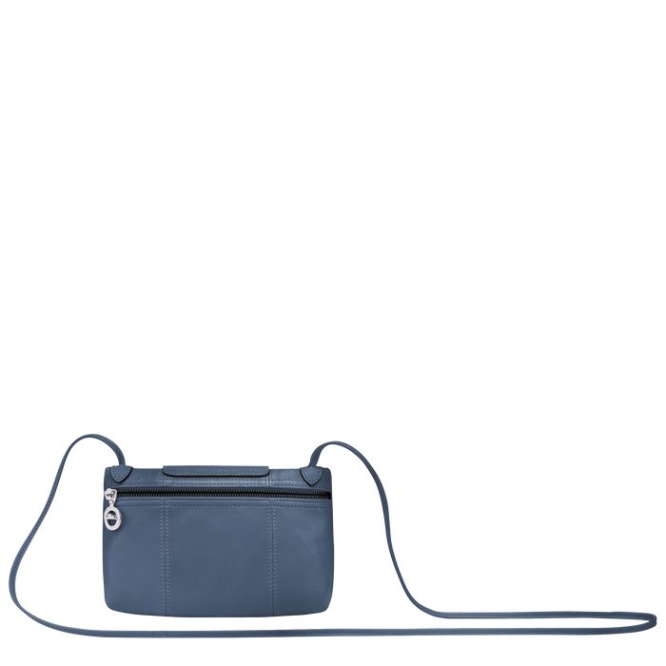 Women's Longchamp Le Pliage Cuir Crossbody Bags Blue | UAE-7645WC