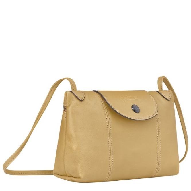 Women's Longchamp Le Pliage Cuir Crossbody Bags Beige | UAE-7952GV