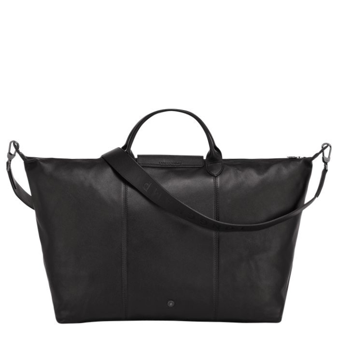 Women's Longchamp Le Pliage Cuir L Travel Bags Black | UAE-6290FQ