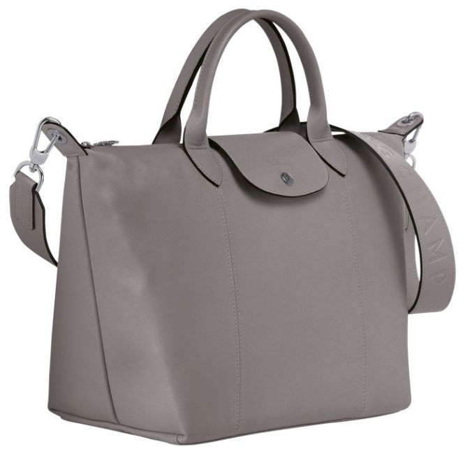 Women's Longchamp Le Pliage Cuir M Top-handle Bags Grey | UAE-9165PX