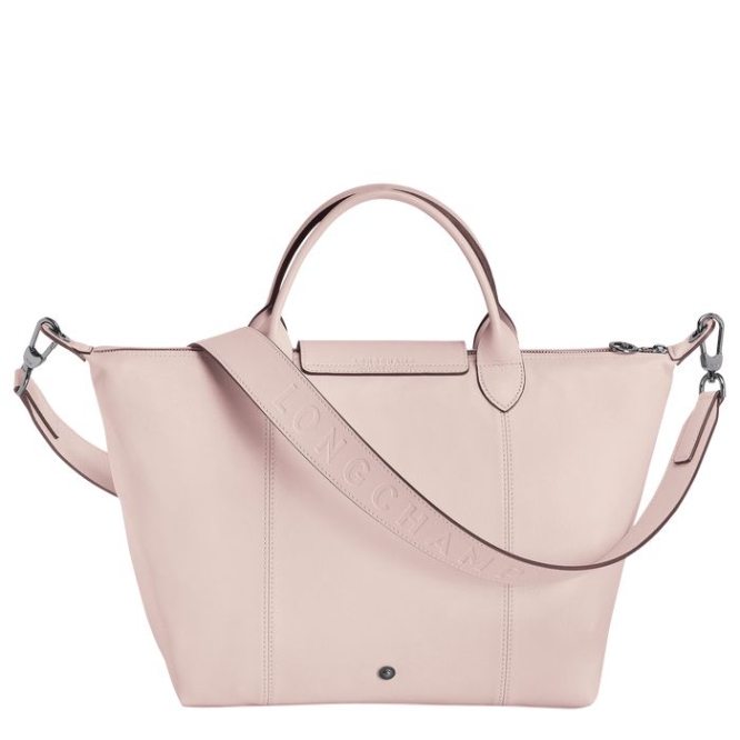 Women's Longchamp Le Pliage Cuir M Top-handle Bags Pink | UAE-9523JZ