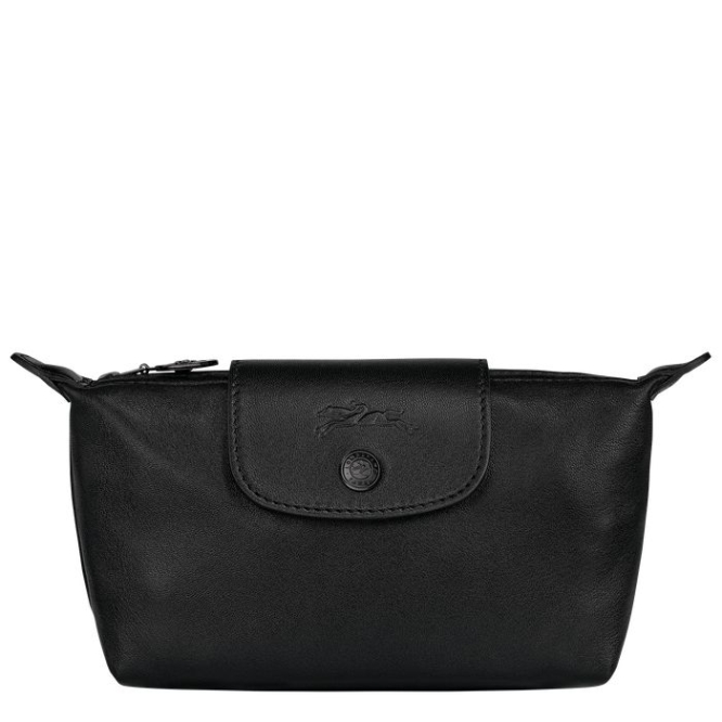 Women\'s Longchamp Le Pliage Cuir Pouches & Cases Black | UAE-8491PE