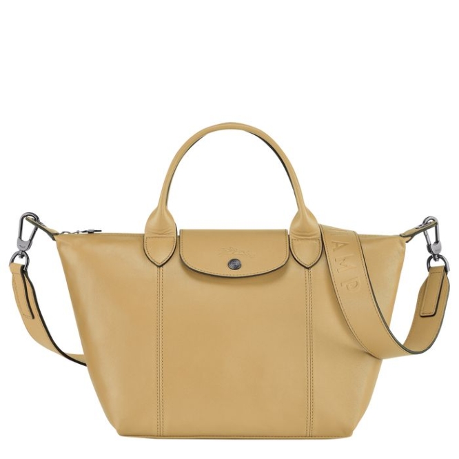 Women\'s Longchamp Le Pliage Cuir S Top-handle Bags Beige | UAE-3851TE