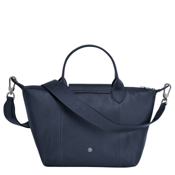 Women's Longchamp Le Pliage Cuir S Top-handle Bags Navy | UAE-3910IR