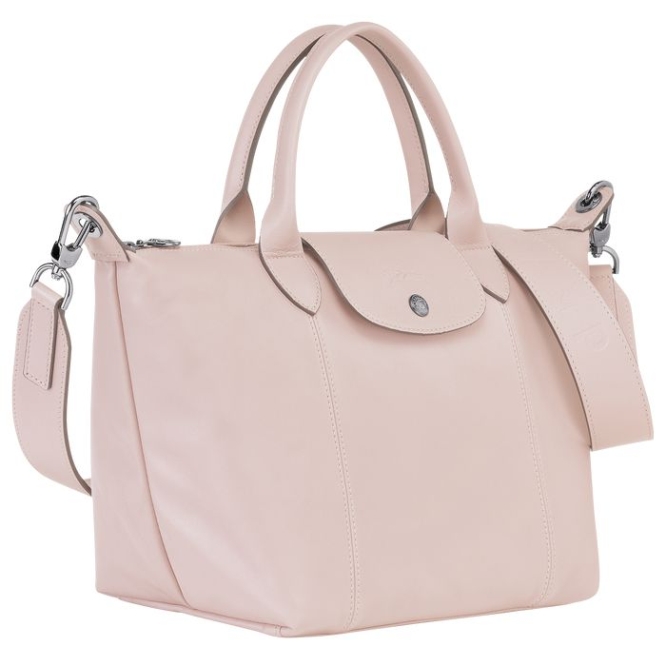 Women's Longchamp Le Pliage Cuir S Top-handle Bags Pink | UAE-7186SQ