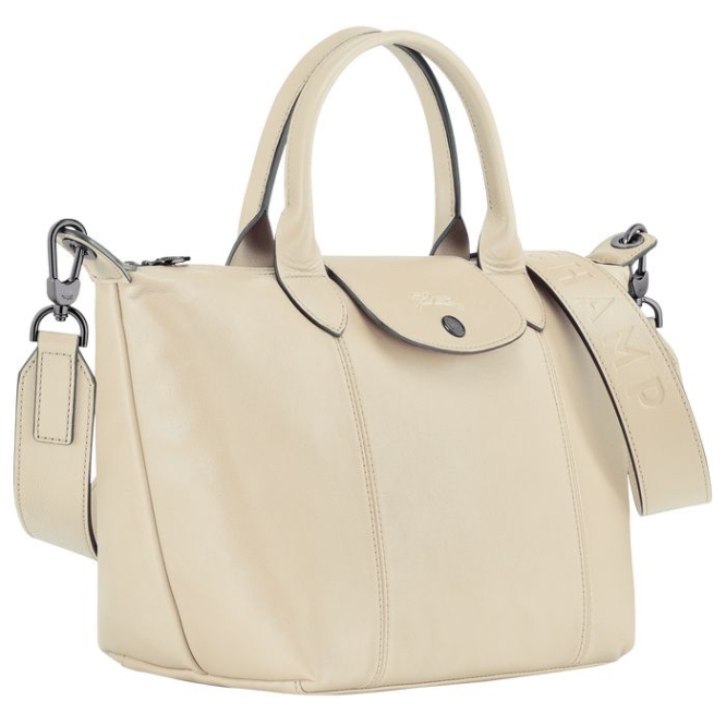 Women's Longchamp Le Pliage Cuir S Top-handle Bags Beige | UAE-9873QH