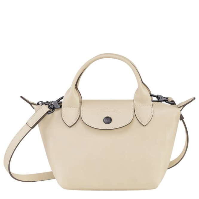 Women\'s Longchamp Le Pliage Cuir XS Top-handle Bags Beige | UAE-0295ET