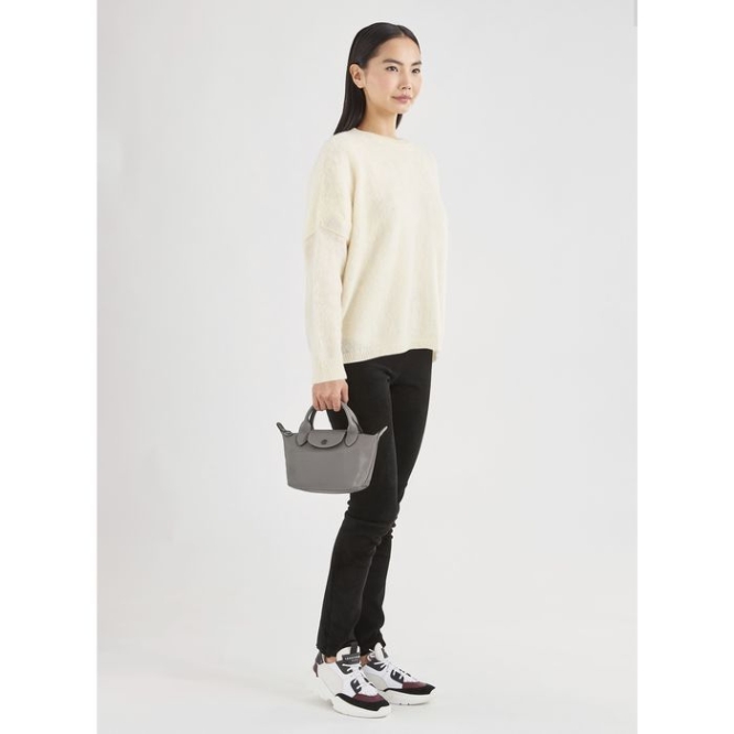 Women's Longchamp Le Pliage Cuir XS Top-handle Bags Grey | UAE-2765YM