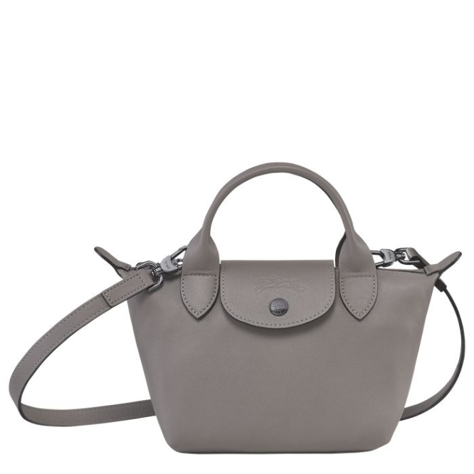 Women\'s Longchamp Le Pliage Cuir XS Top-handle Bags Grey | UAE-2765YM