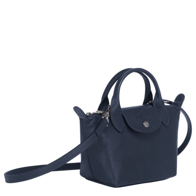 Women's Longchamp Le Pliage Cuir XS Top-handle Bags Navy | UAE-7948WY