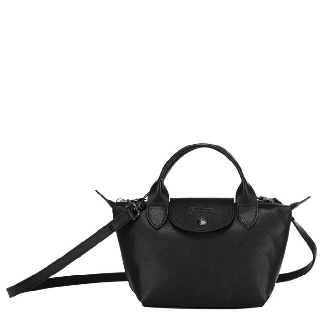 Women\'s Longchamp Le Pliage Cuir XS Top-handle Bags Black | UAE-8605TR